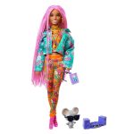Barbie Extra Pembe Örgü Saçlı Bebek GXF09 - Görsel 3
